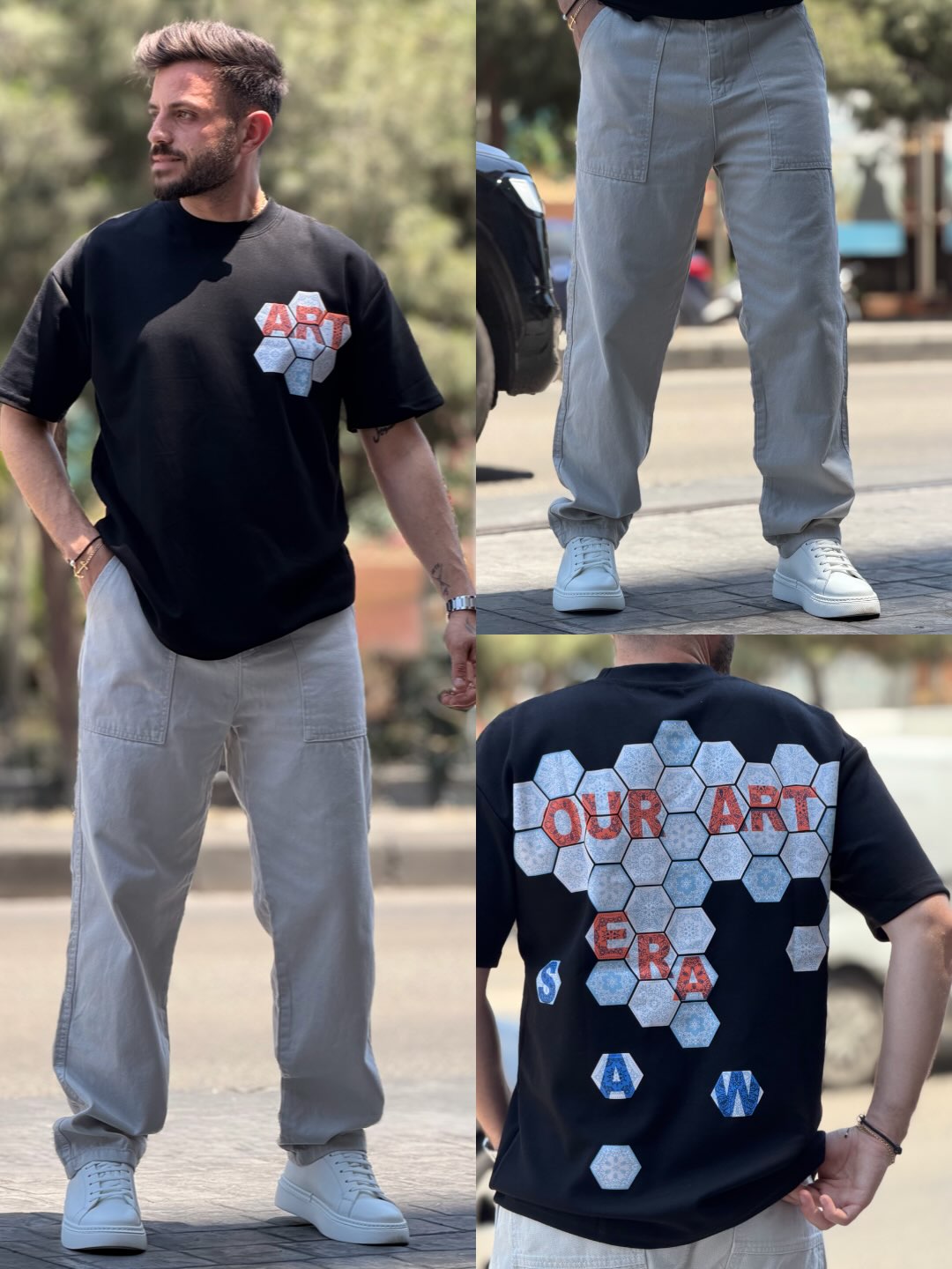 Men's Premium Oversized Graphic T-Shirt with Wide-Leg Pants