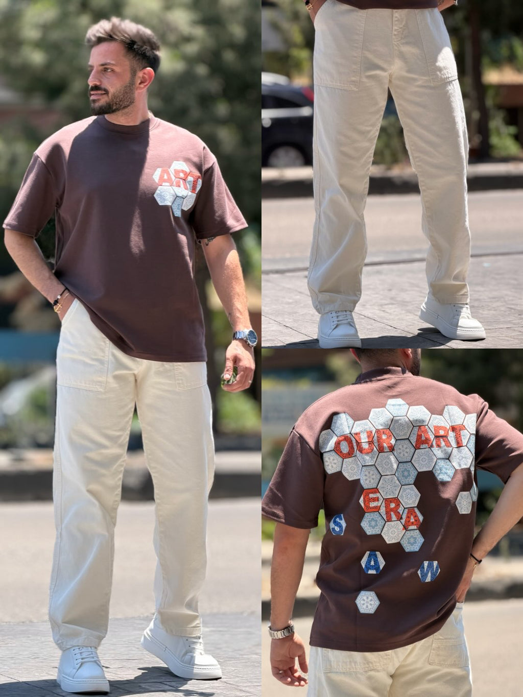 Men's Premium Oversized Graphic T-Shirt with Wide-Leg Pants