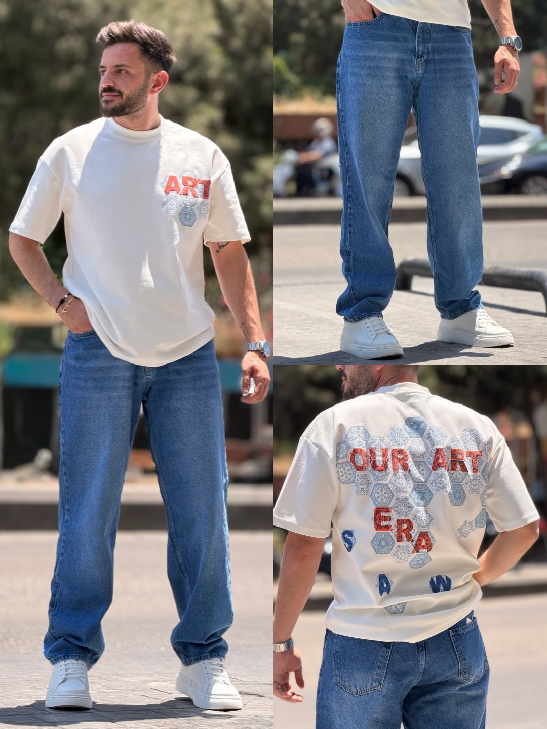 Men's Premium Oversized Graphic T-Shirt with Wide-Leg Pants