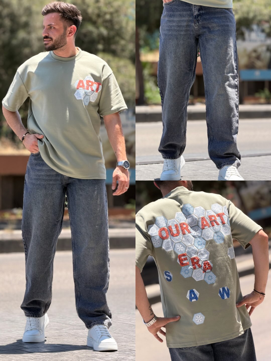 Men's Premium Oversized Graphic T-Shirt with Wide-Leg Pants