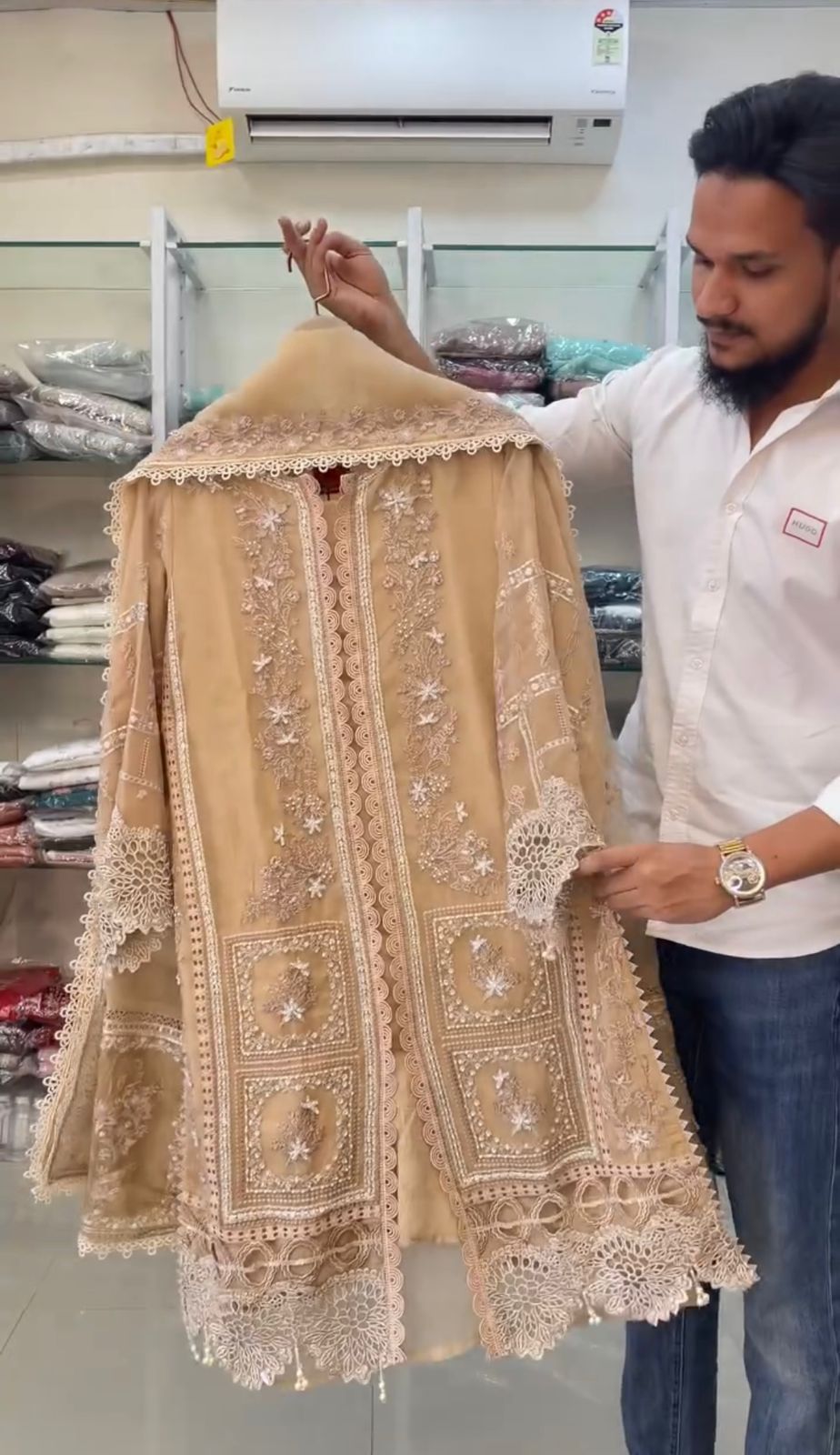 Luxury Embroidered Organza 3-Piece Suit