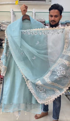 Luxury Embroidered Organza 3-Piece Suit