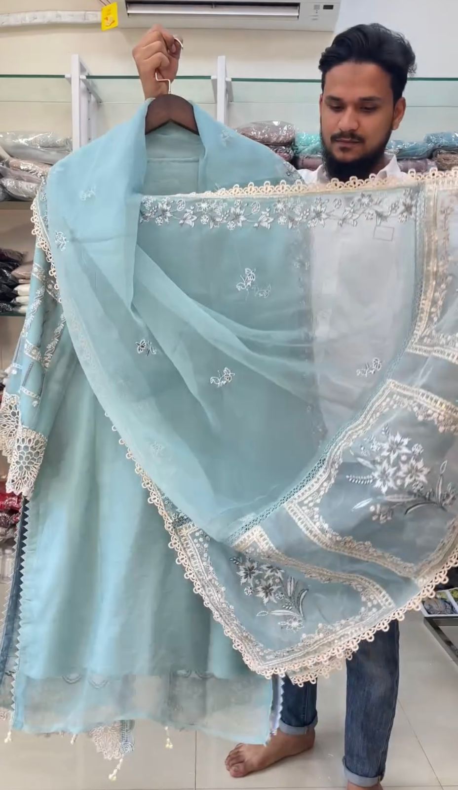 Luxury Embroidered Organza 3-Piece Suit