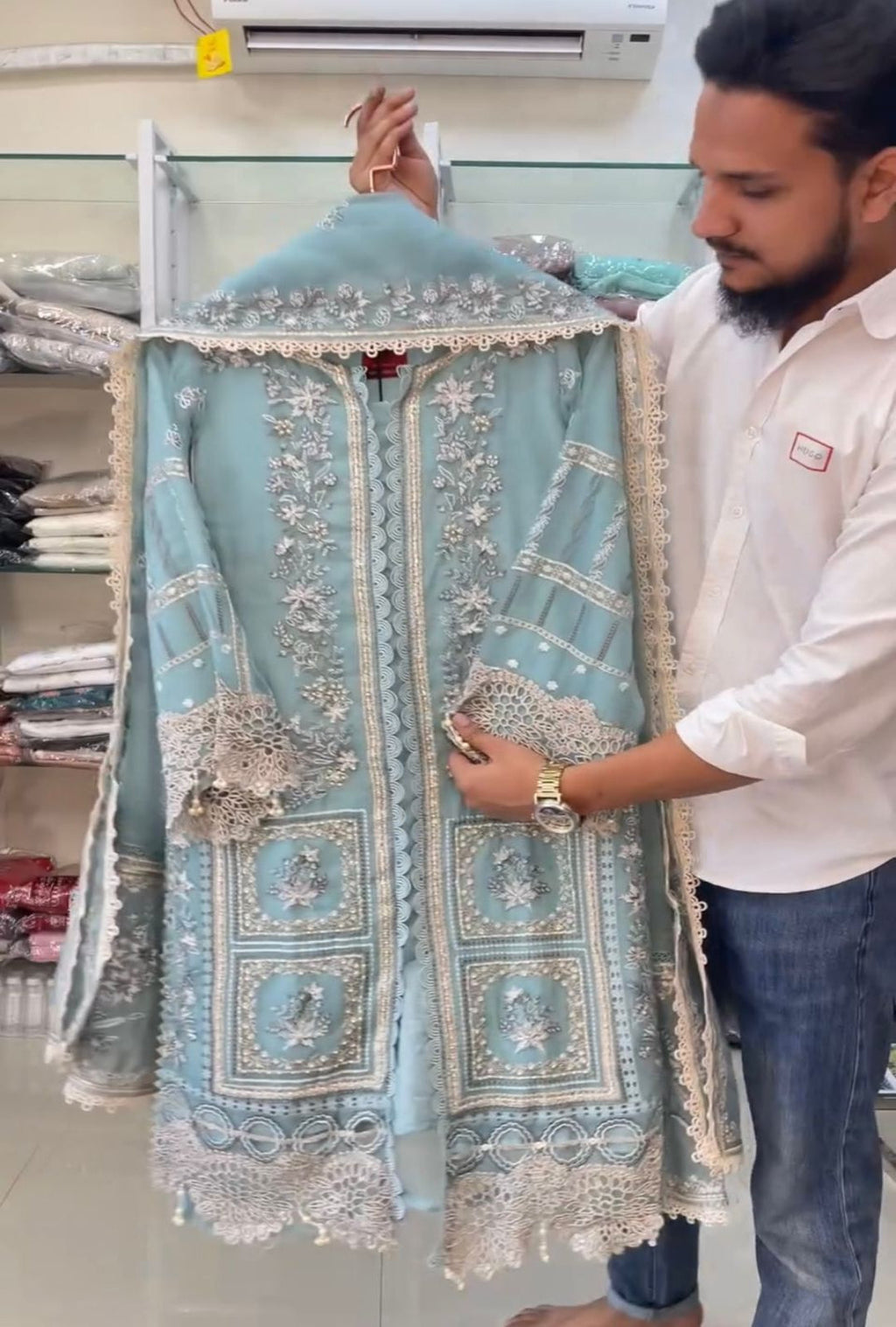 Luxury Embroidered Organza 3-Piece Suit
