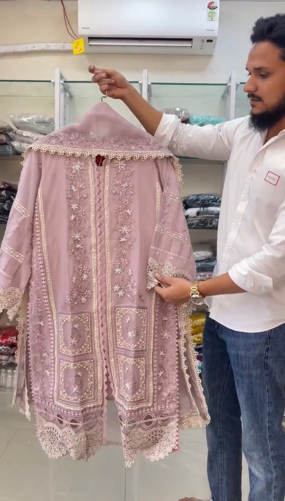 Luxury Embroidered Organza 3-Piece Suit