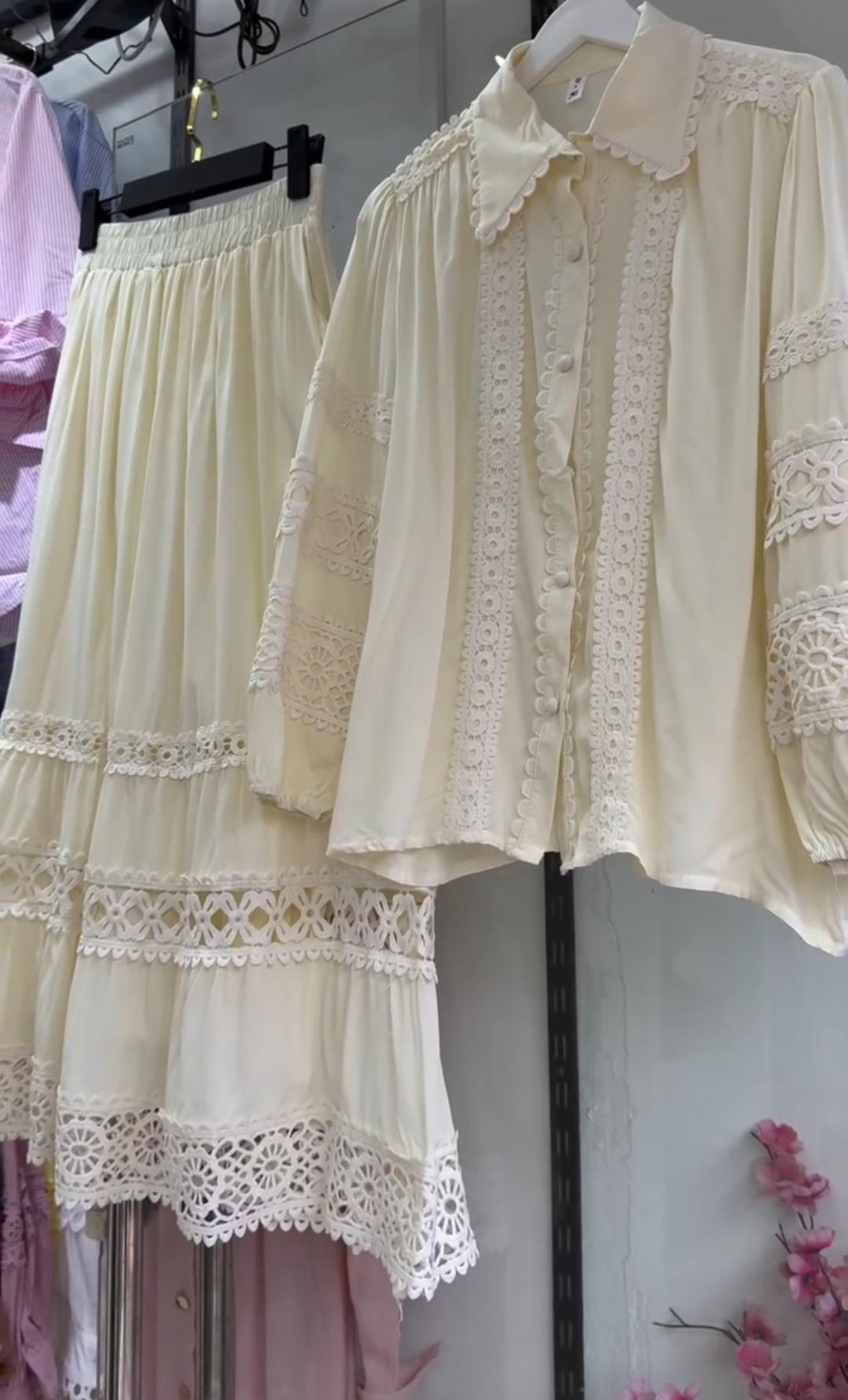 Women's Lace Skirt With Shirt Co-Ord Set
