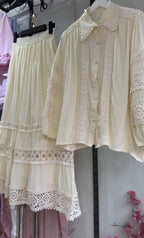 Women's Lace Skirt With Shirt Co-Ord Set