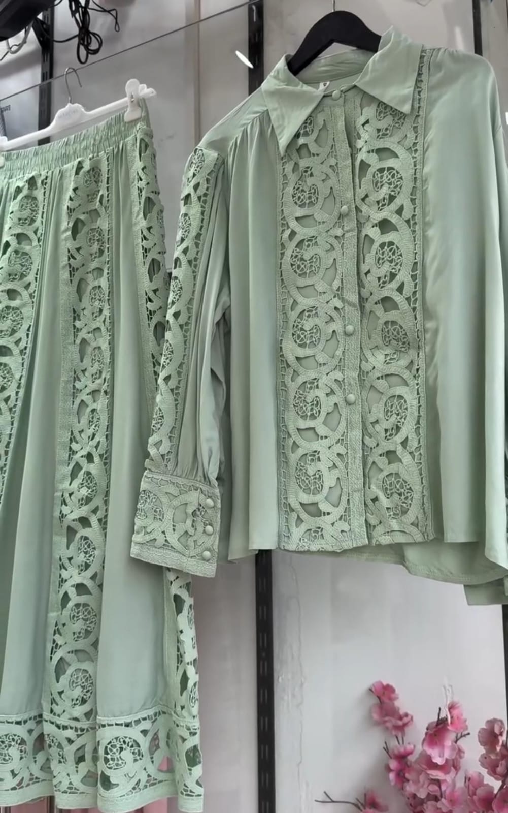 Women's Lace Skirt With Shirt Co-Ord Set