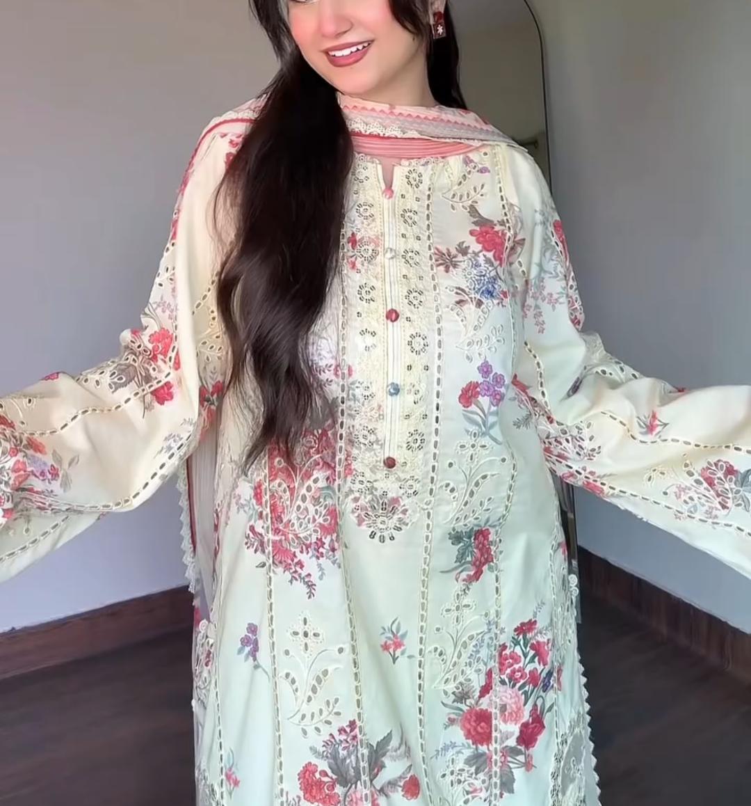 Embroidered 3 Piece Suit  Summer Collection