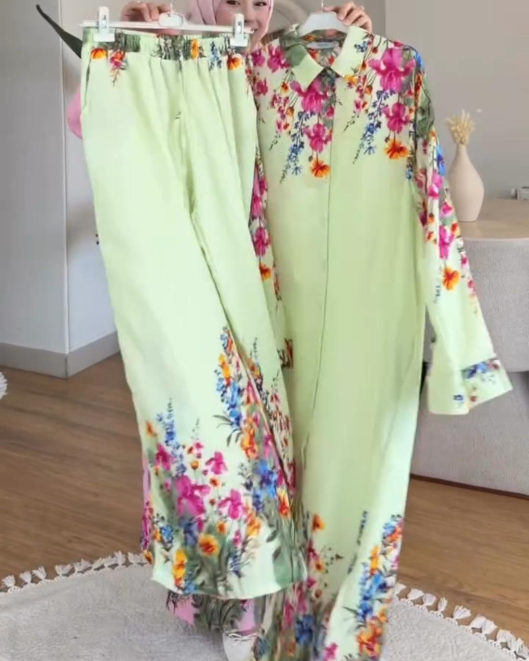 Trendy Floral Printed 2-Pcs Long Shirt With Plazo