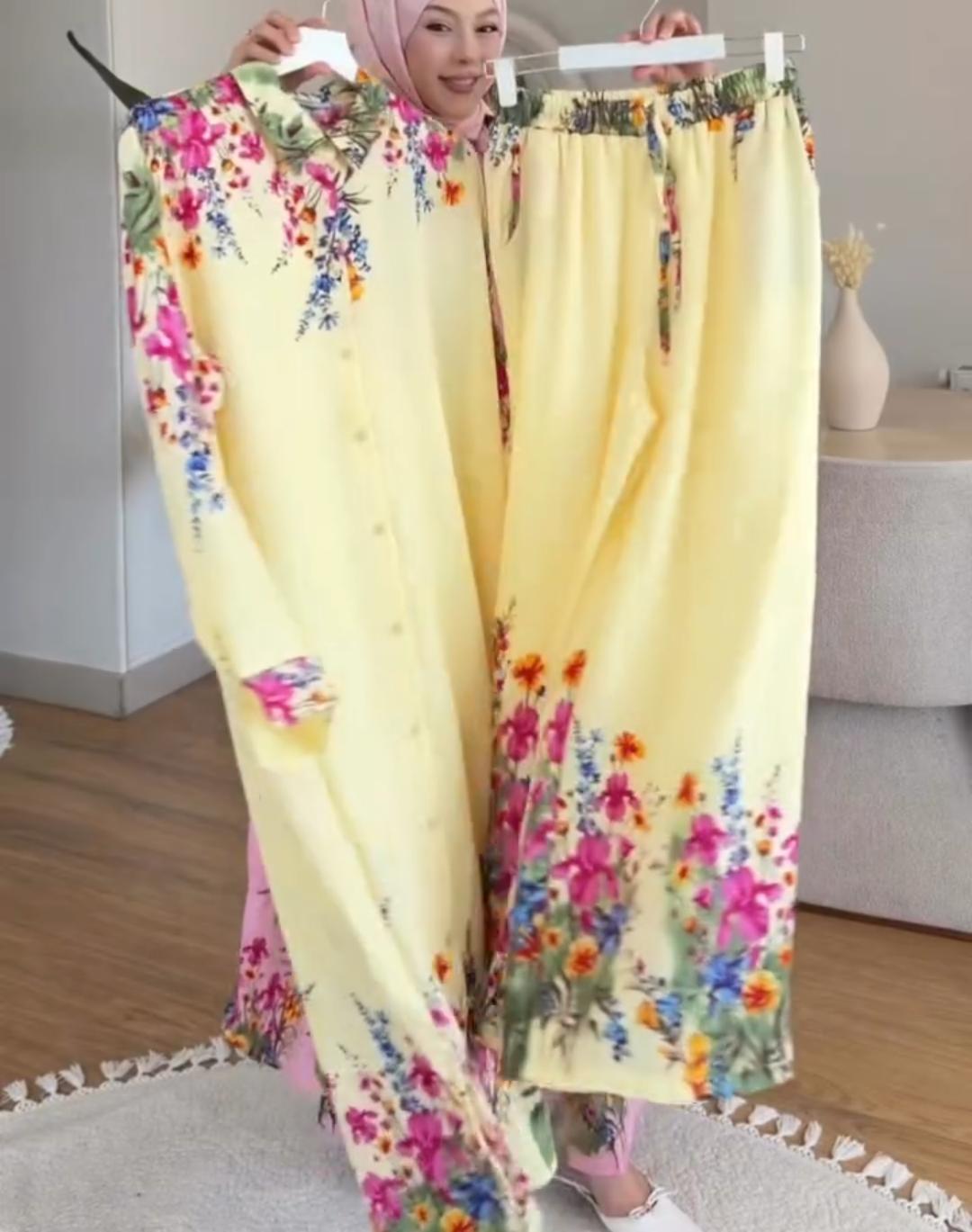 Trendy Floral Printed 2-Pcs Long Shirt With Plazo