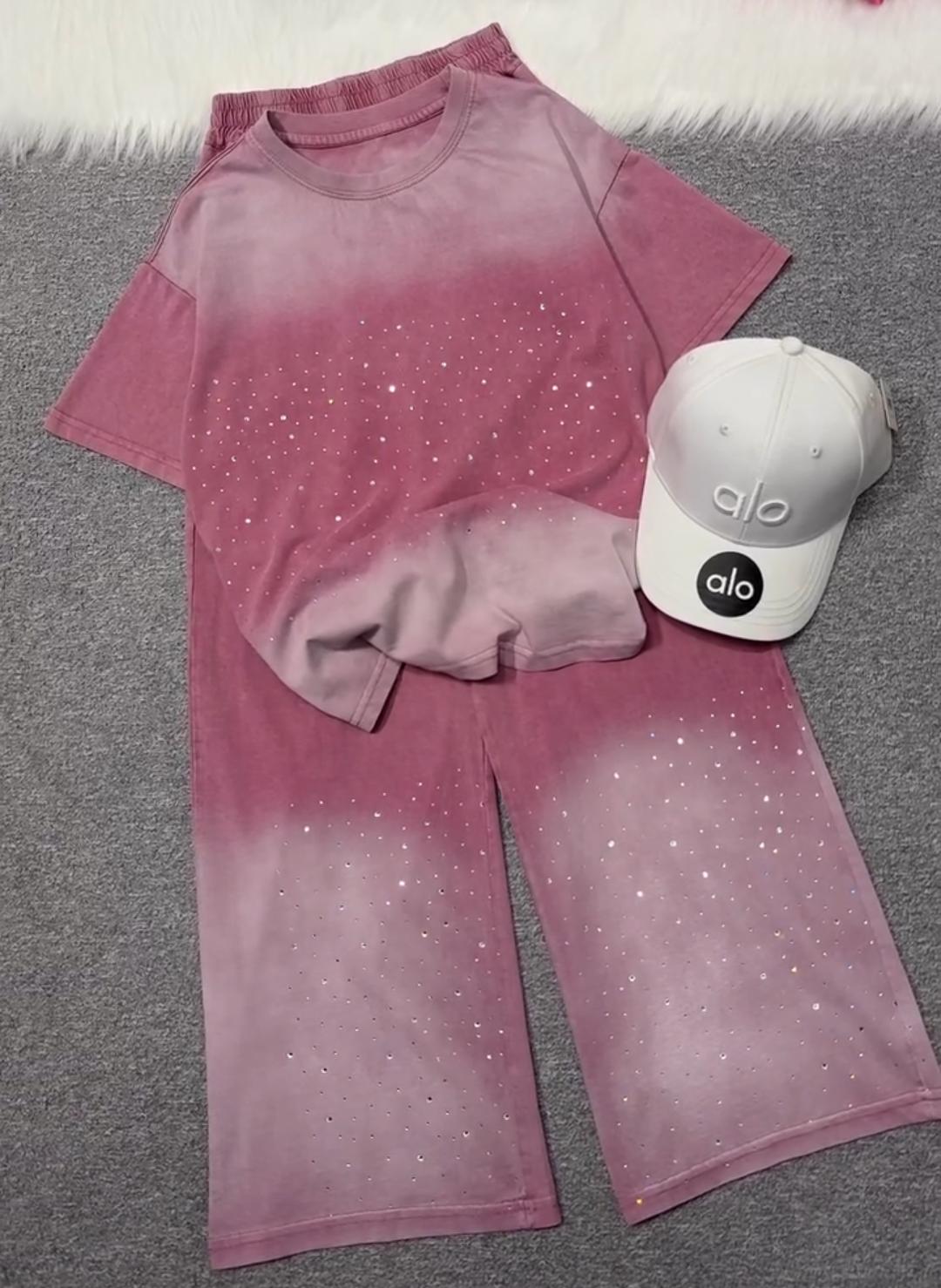 Women's Rhinestone Ombre Co-Ord Set Pack Of 2