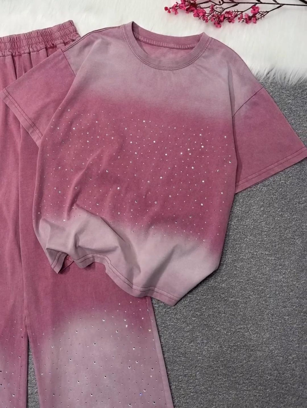 Women's Rhinestone Ombre Co-Ord Set Pack Of 2