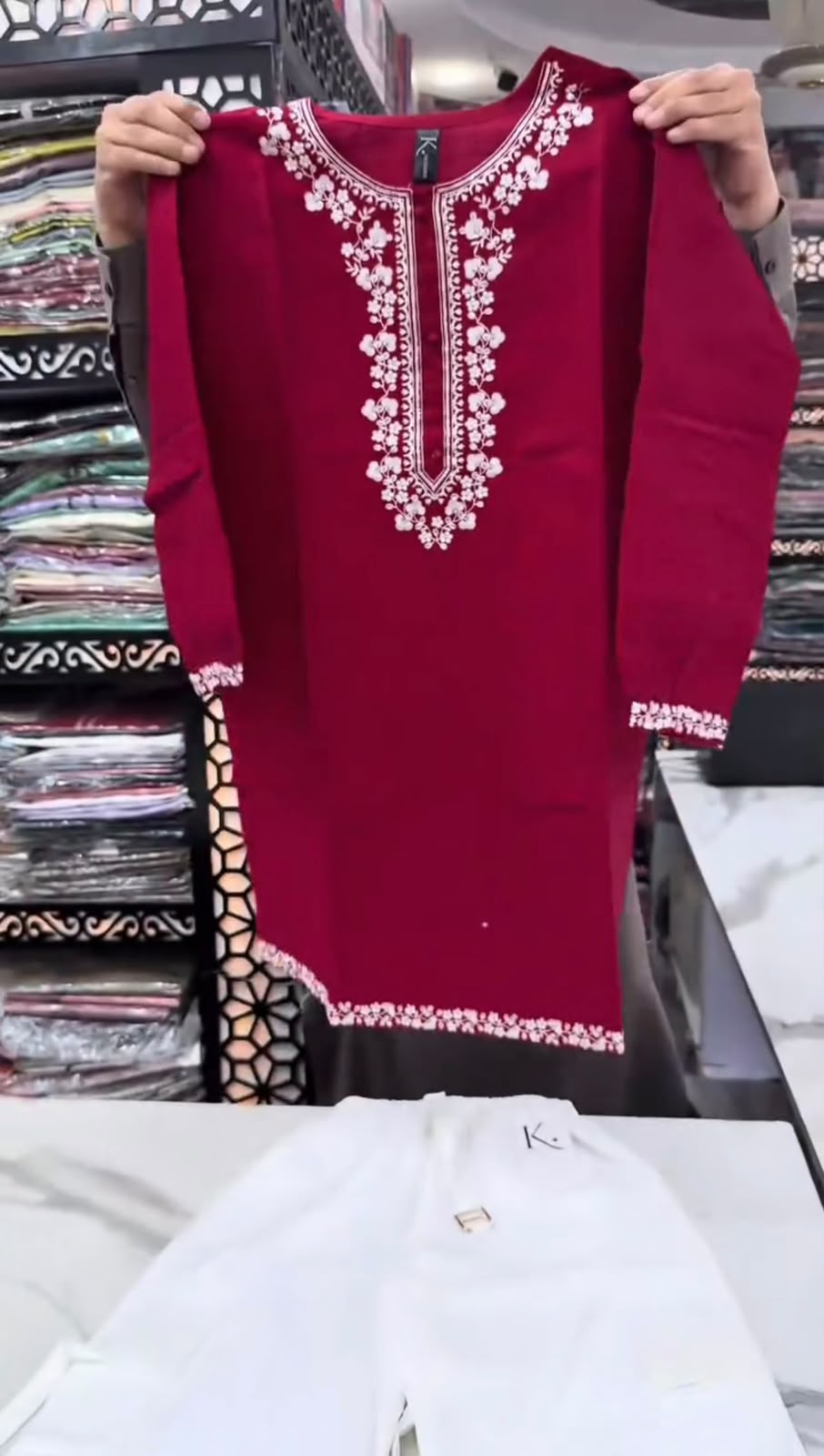 Pack of 2 Women's Embroidered Kurti & Trouser Co-Ord Set
