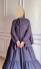 Modest Two-Piece Open Abaya Set With Scarf