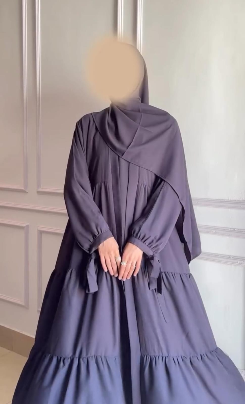 Modest Two-Piece Open Abaya Set With Scarf