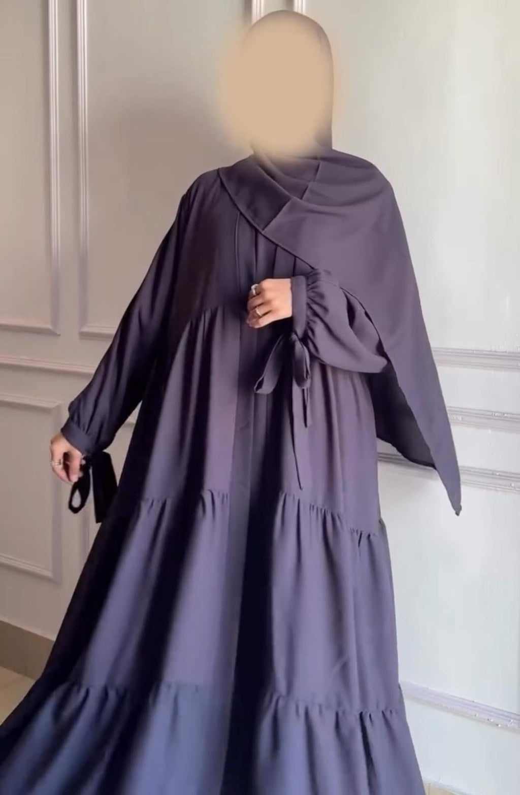 Modest Two-Piece Open Abaya Set With Scarf