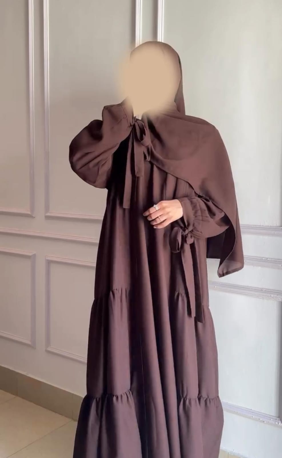 Modest Two-Piece Open Abaya Set With Scarf