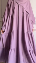 Modest Two-Piece Open Abaya Set With Scarf