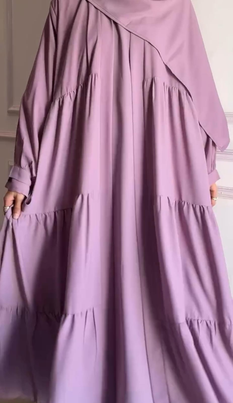 Modest Two-Piece Open Abaya Set With Scarf