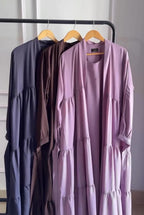 Modest Two-Piece Open Abaya Set With Scarf