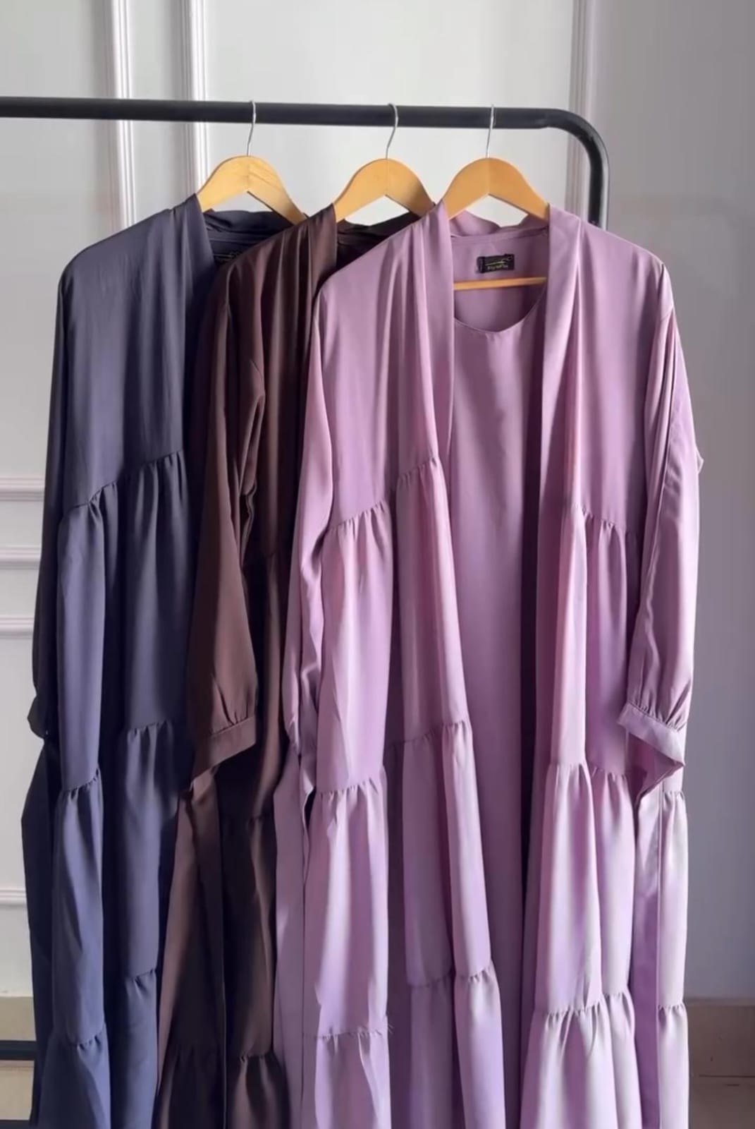 Modest Two-Piece Open Abaya Set With Scarf