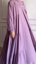 Modest Two-Piece Open Abaya Set With Scarf