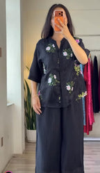 Women's Floral Embroidered Shirt With Plazo Buy 1 Get 1 Free