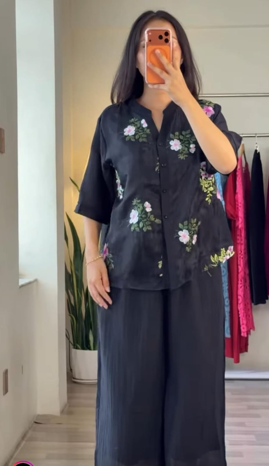 Women's Floral Embroidered Shirt With Plazo Buy 1 Get 1 Free