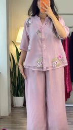 Women's Floral Embroidered Shirt With Plazo Buy 1 Get 1 Free