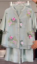 Women's Floral Embroidered Shirt With Plazo Buy 1 Get 1 Free