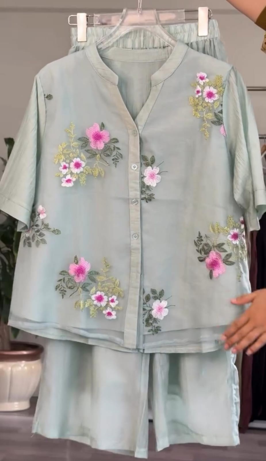 Women's Floral Embroidered Shirt With Plazo Buy 1 Get 1 Free