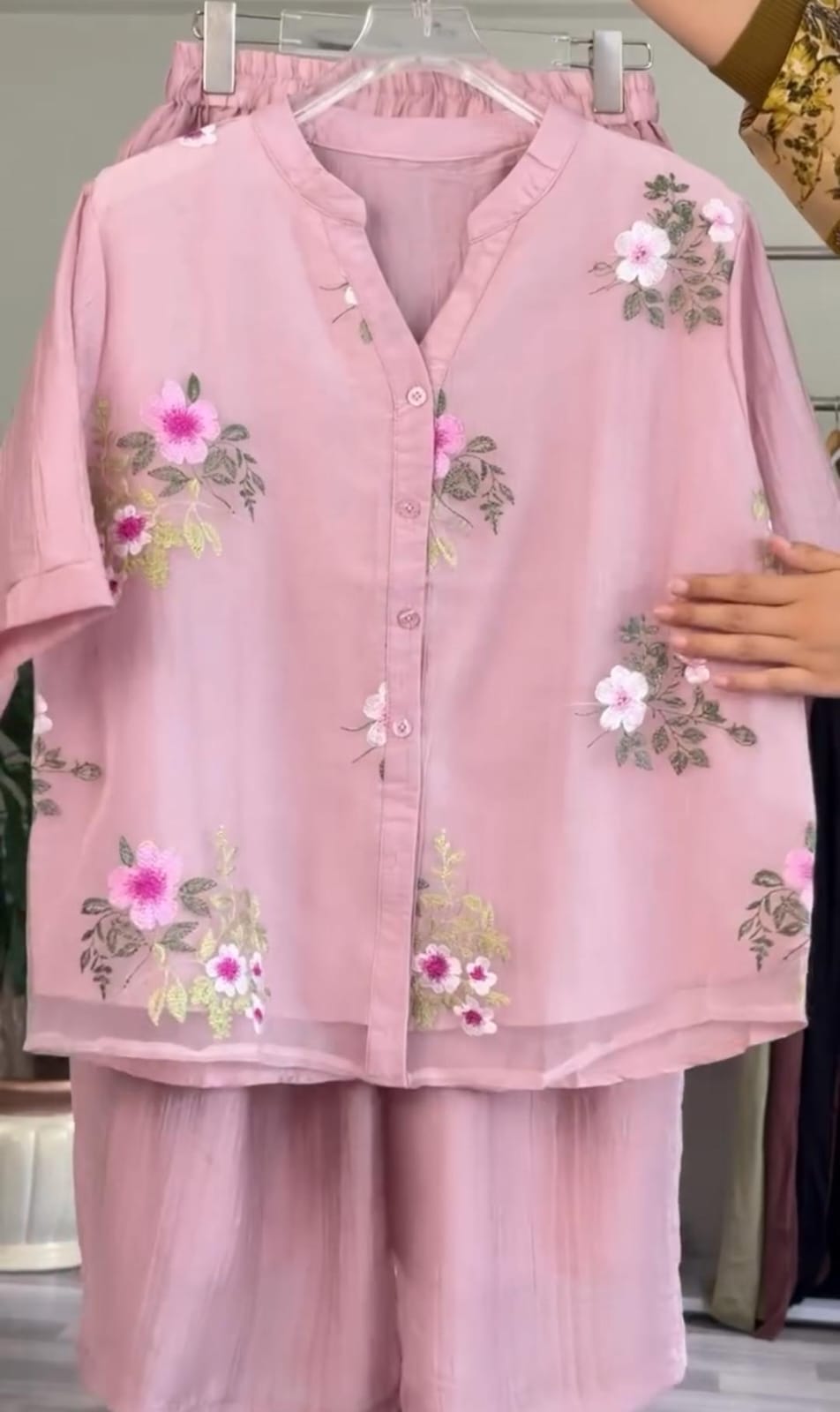 Women's Floral Embroidered Shirt With Plazo Buy 1 Get 1 Free