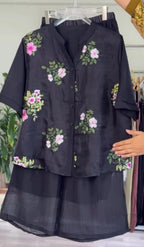 Women's Floral Embroidered Shirt With Plazo Buy 1 Get 1 Free