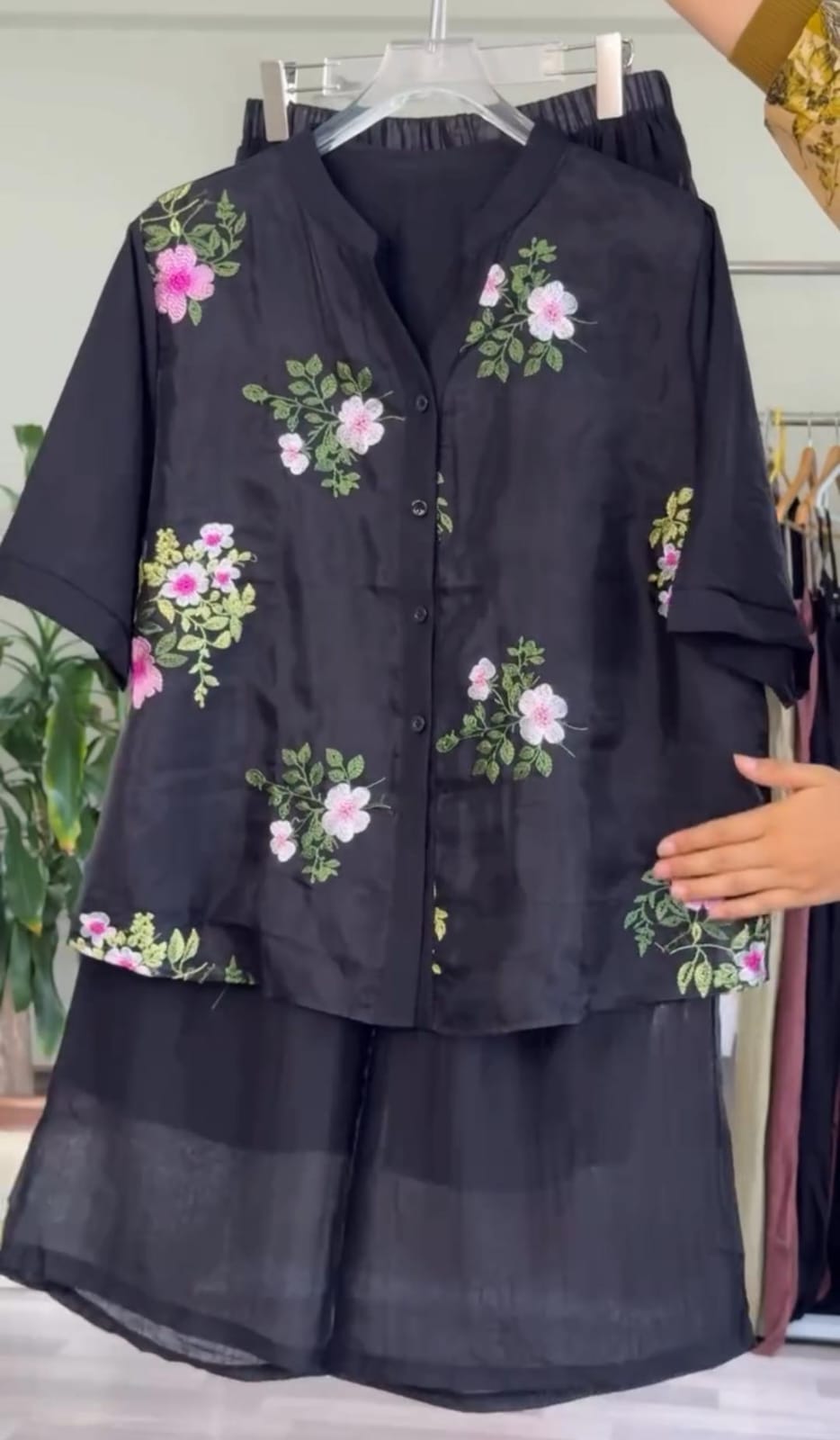 Women's Floral Embroidered Shirt With Plazo Buy 1 Get 1 Free
