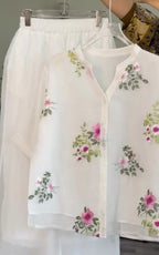 Women's Floral Embroidered Shirt With Plazo Buy 1 Get 1 Free