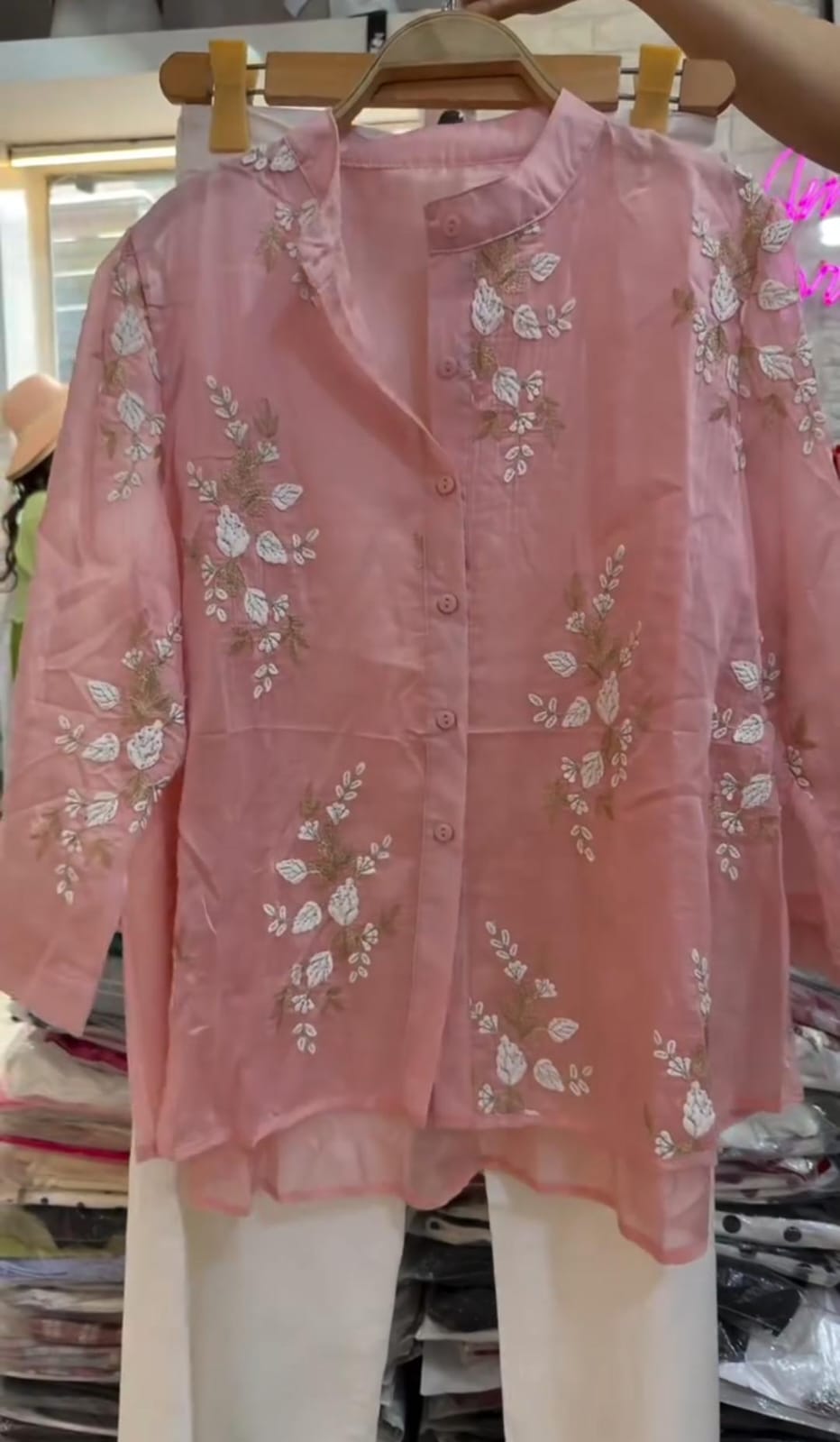 Women's Embroidered Cotton Lawn Shirt & Straight Trouser