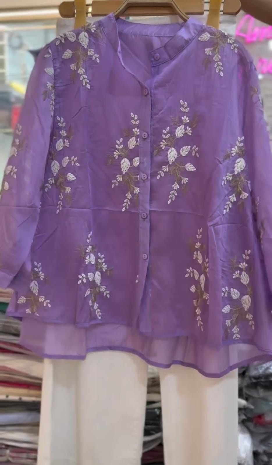 Women's Embroidered Cotton Lawn Shirt & Straight Trouser