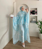3Pcs Printed Co-Ord Set with Flowing Cape for Women