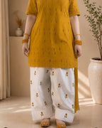 3pcs Cotton Lawn Embroidered Suit with Printed Trouser Chiffon Dupatta