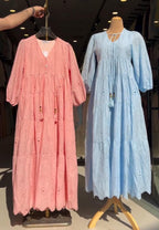 Buy 1 Get 1 FREE Cotton Schiffli Maxi Dress
