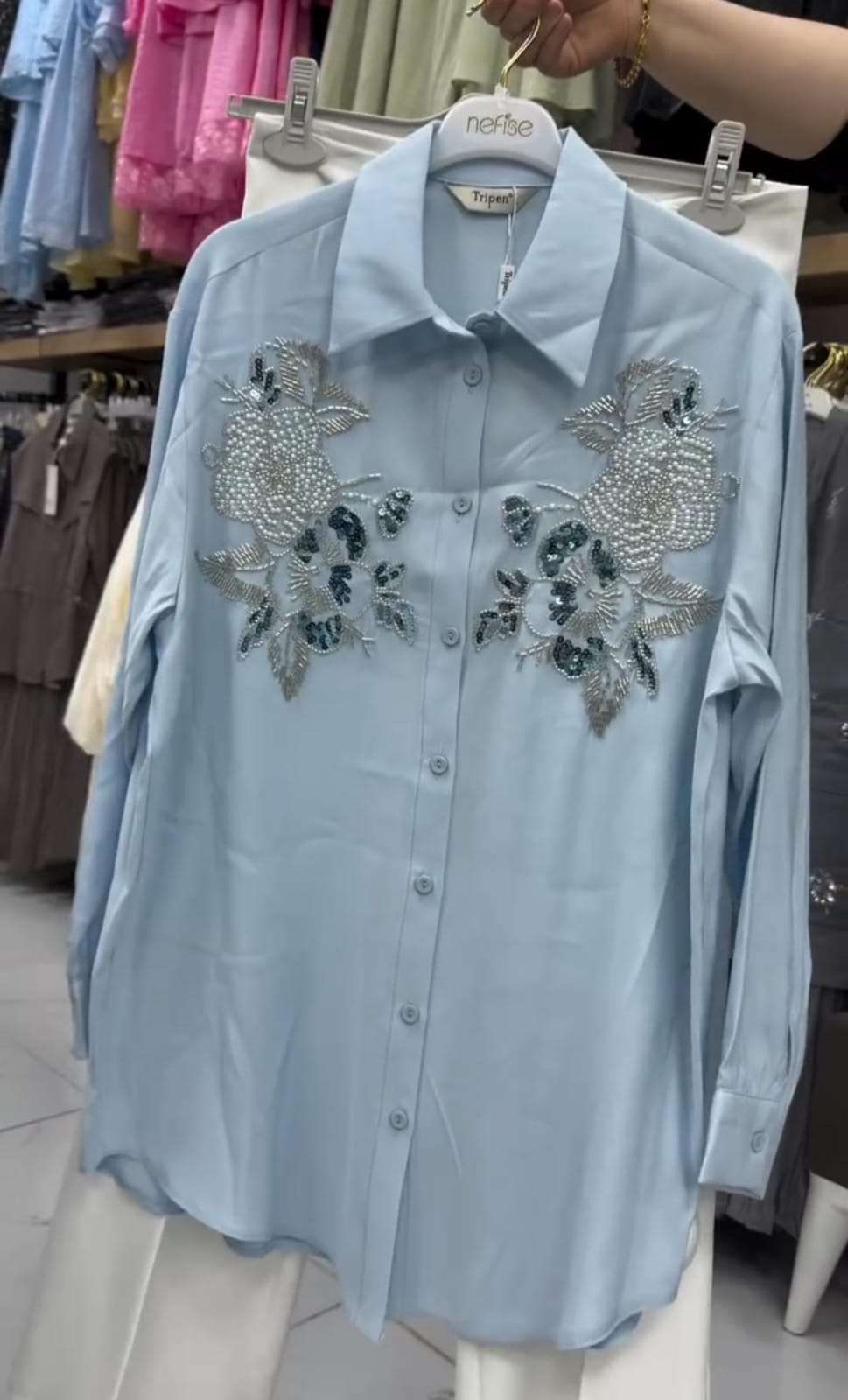 Embellished Shirt with Wide Leg Trouser Set
