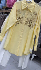 Embellished Shirt with Wide Leg Trouser Set