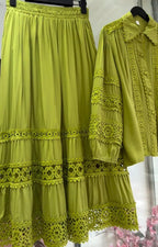 Women's Lace Skirt With Shirt Co-Ord Set