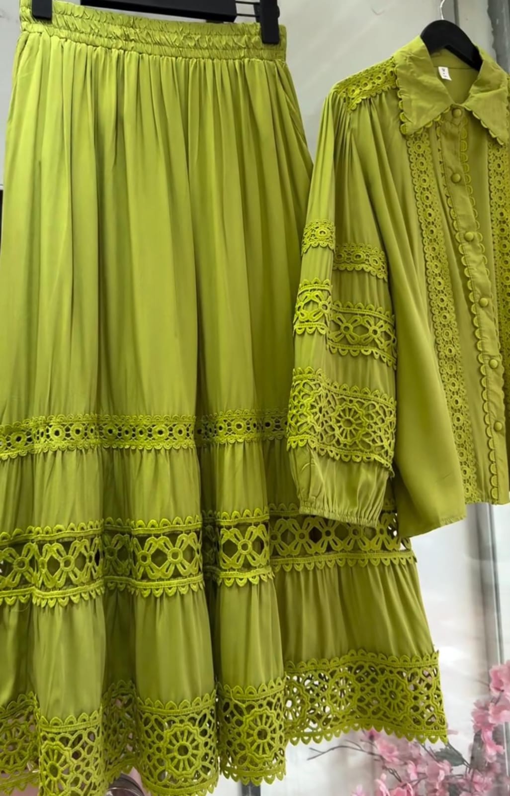 Women's Lace Skirt With Shirt Co-Ord Set